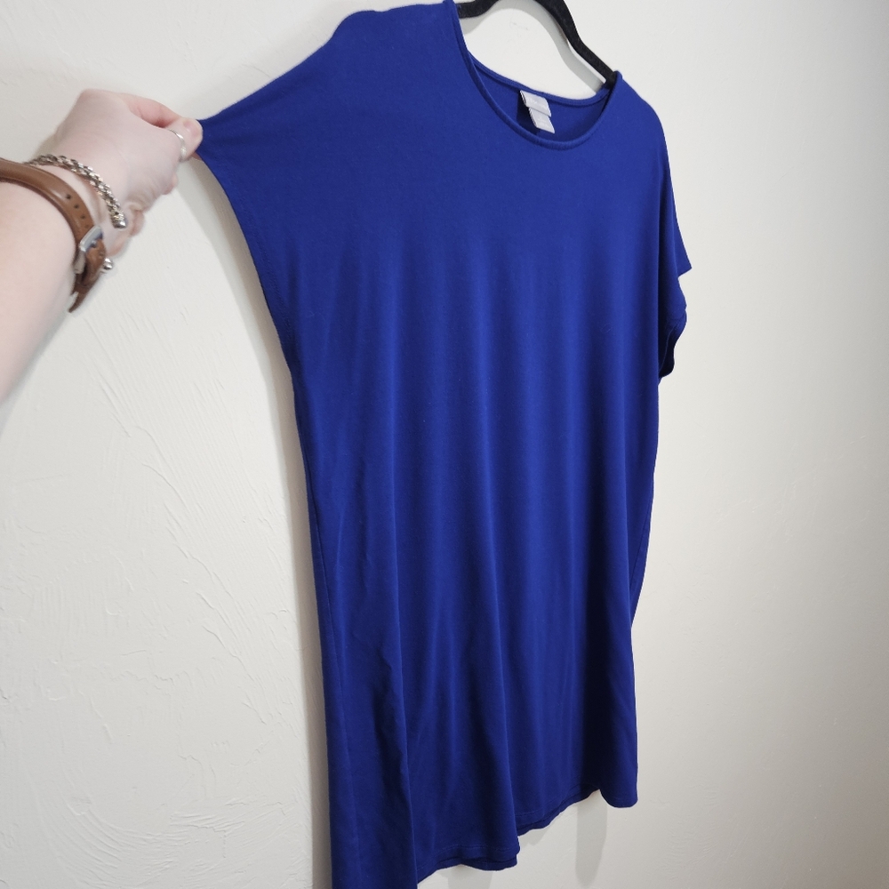 Chico's Tunic Top Classic Women's Size 2 / Large Royal Blue Shirt Tee Rayon - Picture 5 of 15